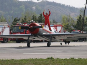 The Global Stars YAK 50 aerobatic formation team displayed in Ansan, Korea