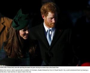 Prince Harry & Kate Duchess of Cambridge smiley face heart and kiss vapour trails in the sky